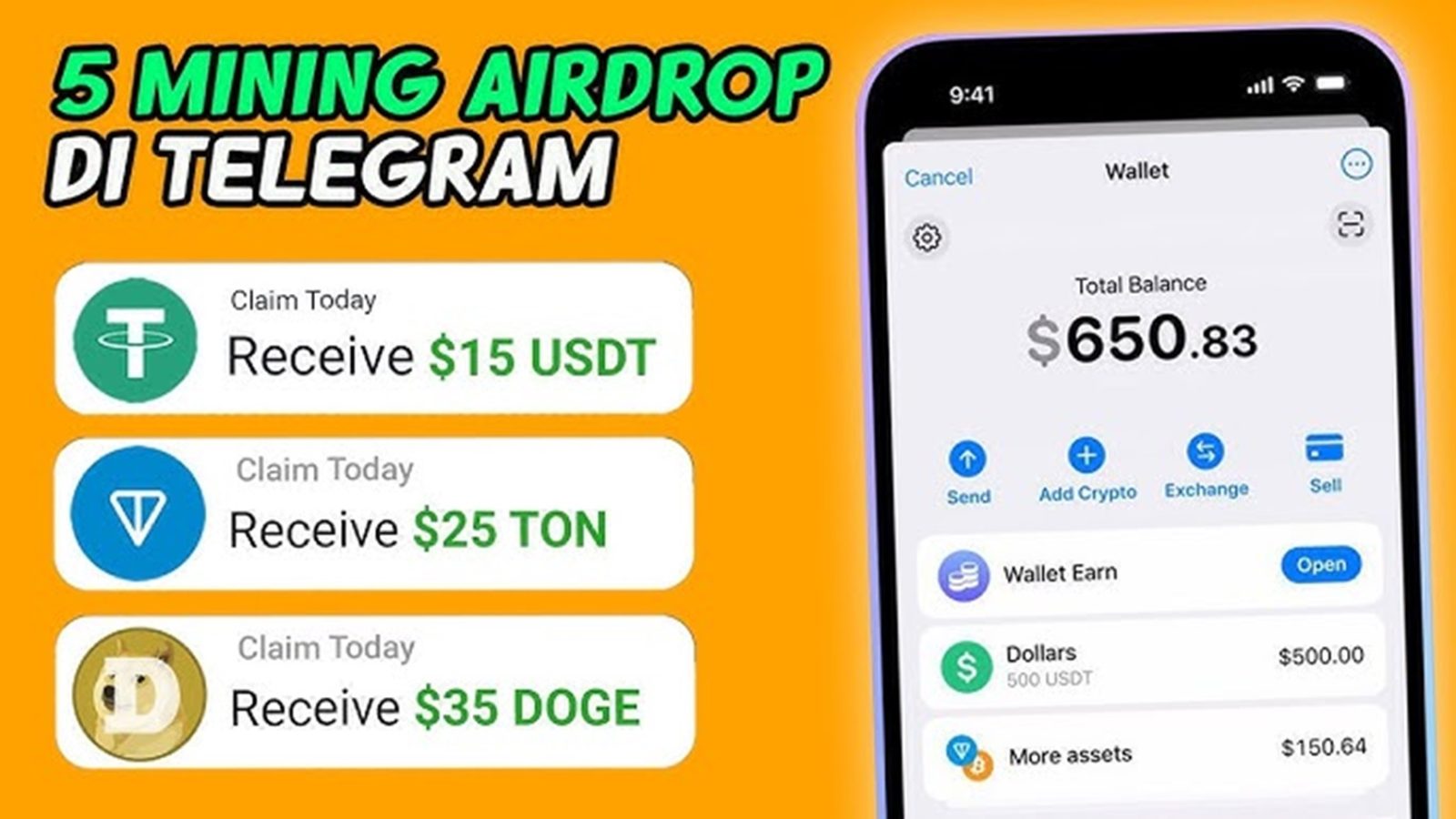 Mining AIRDROP Telegram Dibayar Tiap Hari TON, USDT, SHIB, DOGE, NOT